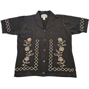 Vintage Y2K Embroidered Knit Cardigan   Cottagecore‎ / Indie Sleaze Size XS
